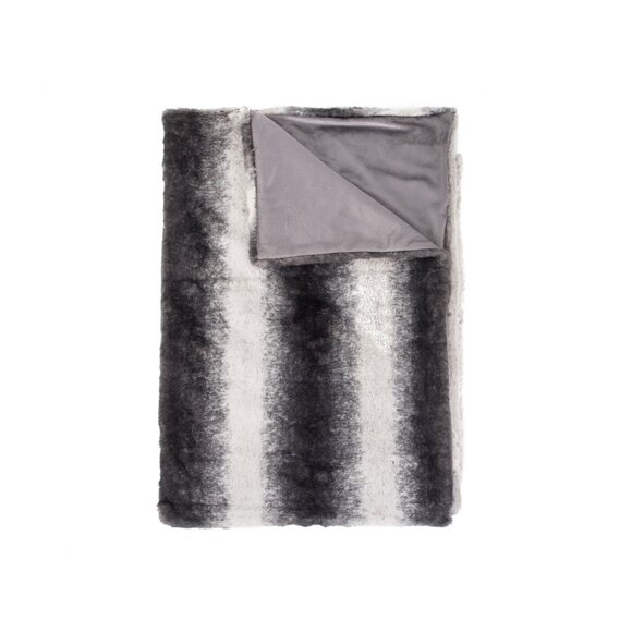 Luxe Home Decor Classic Faux Fur Throw | 1-Piece | charcoal/white | 50"x60" - Picture 1 of 2